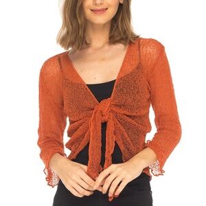 Warm Orange Lightweight Knit Shrug